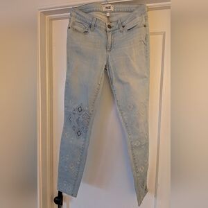 PAIGE Light Wash Patterned Skinny Jeans